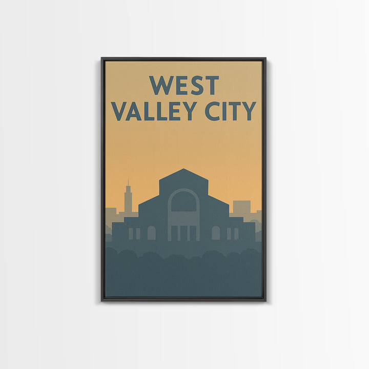 West Valley City Travel Poster, Framed Canvas Print, Mid Century Travel Art, West Valley City Poster Print, Eclectic Wall Decor