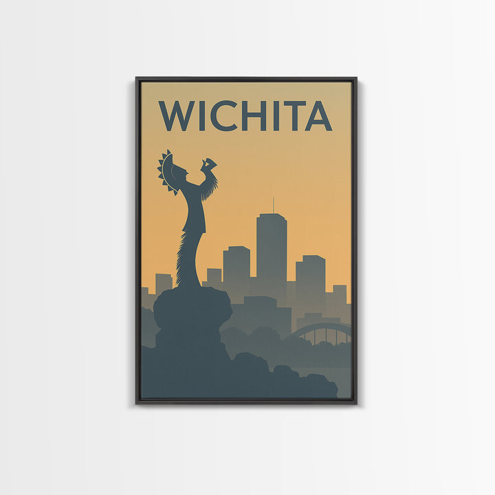 Wichita Kansas Travel Poster, Canvas Print, Sunset Skyline Wall Art, Wichita Art Print, Vintage Travel Art, Vintage Travel Print, Wall Art