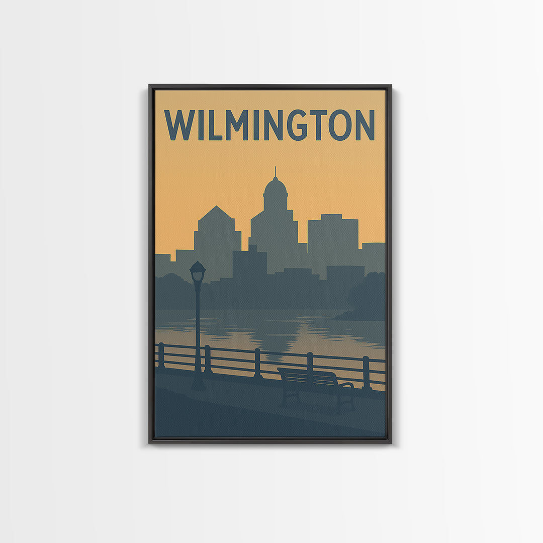 Wilmington Travel Poster, Framed Canvas Print, Mid Century Travel Art, Wilmington Art Print, Fine Art Print, City Travel Prints