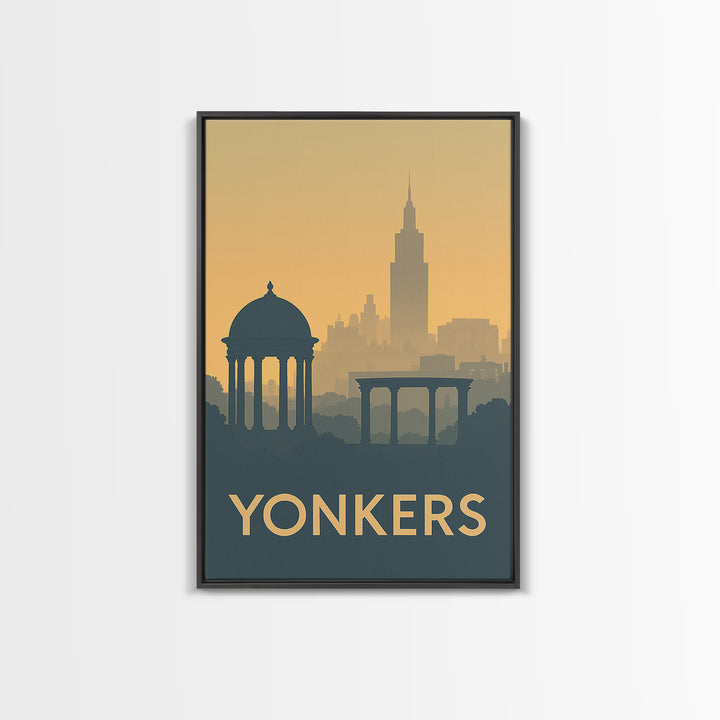 Yonkers Travel Poster, Framed Canvas Print, Minimalist Retro Wall Art, Yonkers Travel Art, Vintage Travel Print, City Travel Prints