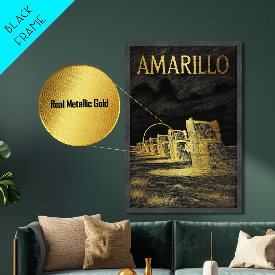 Amarillo Texas travel, Metallic Gold Art, Travel Art Prints, Metal Art, Wood Framed Art, Graduation Travel Gift, Traveler Gift