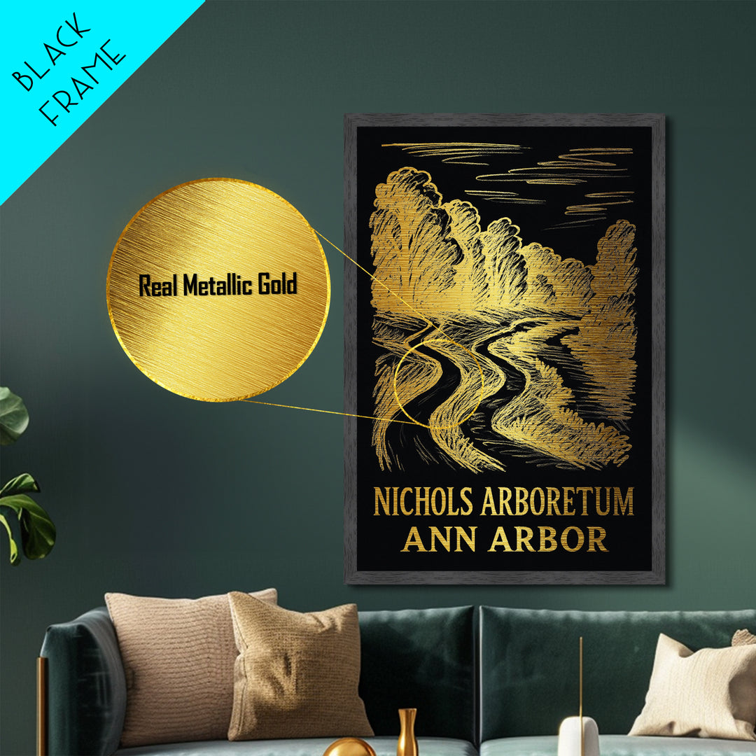 Ann Arbor Michigan art, Metallic Gold Print, Travel Art Prints, Metal Art, Wood Framed Art, Adventure Lover Gift, Traveler Gift