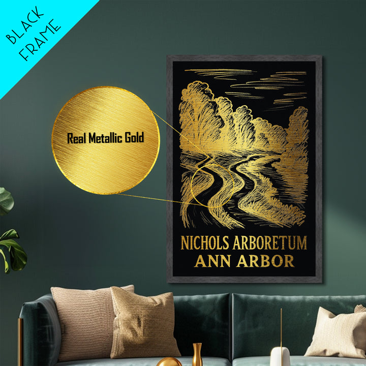 Ann Arbor Michigan art, Metallic Gold Print, Travel Art Prints, Metal Art, Wood Framed Art, Adventure Lover Gift, Traveler Gift