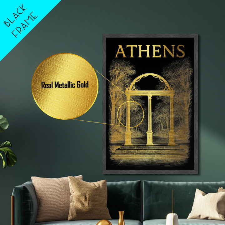 Athens Georgia travel, Metallic Gold Art, Closing Gift, Metal Art, Wood Framed Art, Anniversary Travel Gift, Retirement Travel Gift