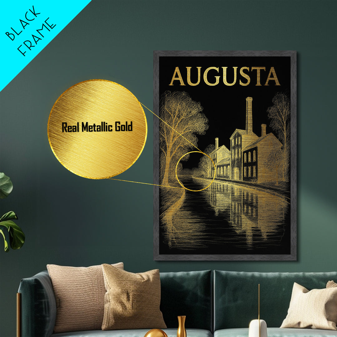 Augusta Georgia travel, Metallic Gold Art, Modern House Art, Metal Art, Wood Framed Art, Traveler Gift, Destination Gift