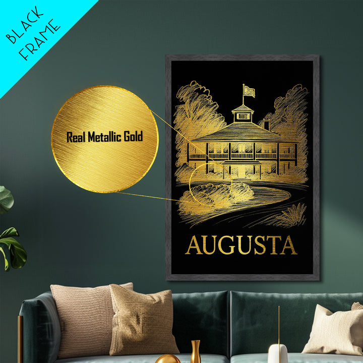 Augusta Georgia art, Metallic Gold Print, Modern House Art, Metal Art, Wood Framed Art, Graduation Travel Gift, Travel Gift
