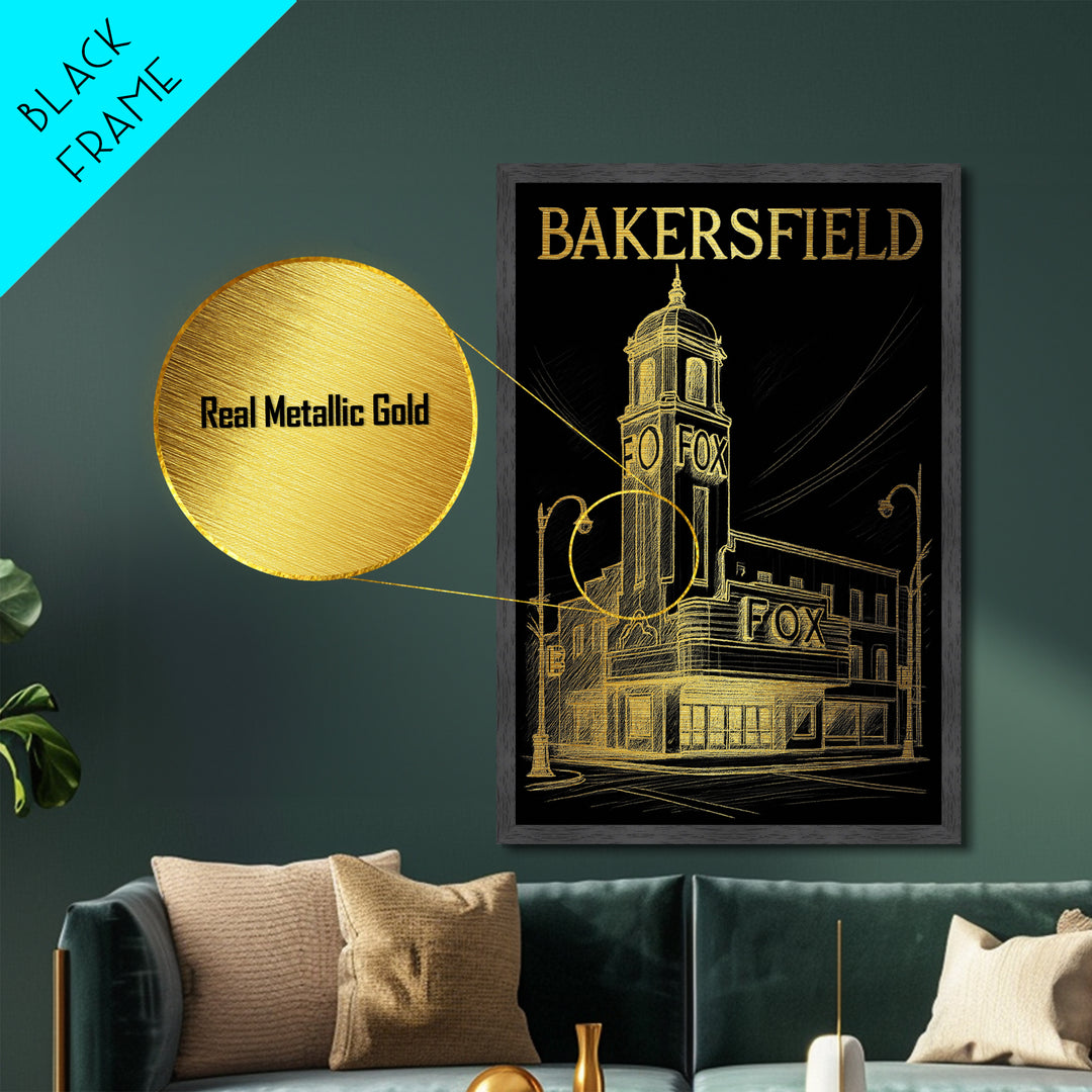 Bakersfield California travel, Metallic Gold Print, Travel Art Prints, Metal Art, Wood Framed Art, Graduation Travel Gift, Traveler Gift