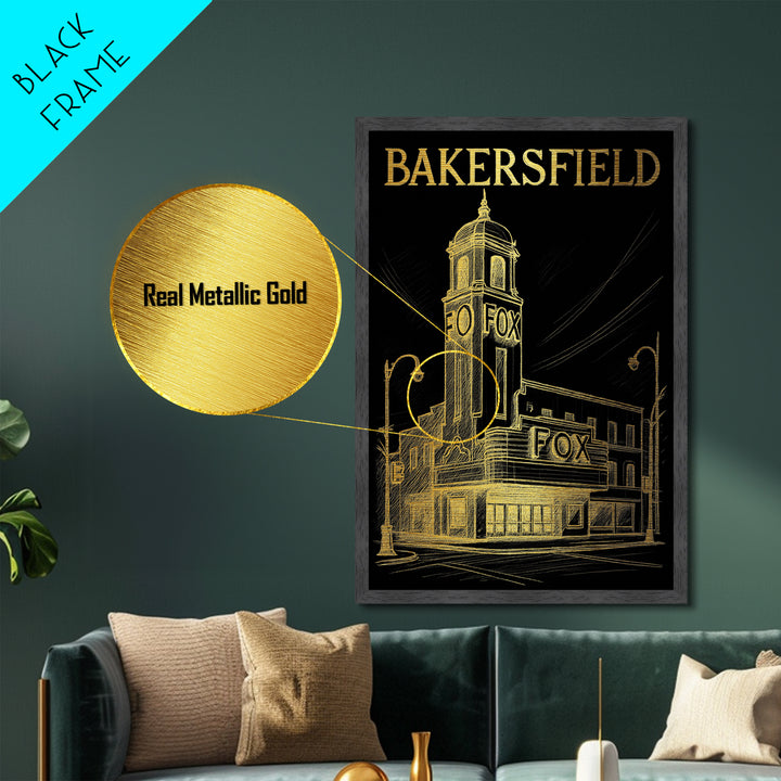 Bakersfield California travel, Metallic Gold Print, Travel Art Prints, Metal Art, Wood Framed Art, Graduation Travel Gift, Traveler Gift