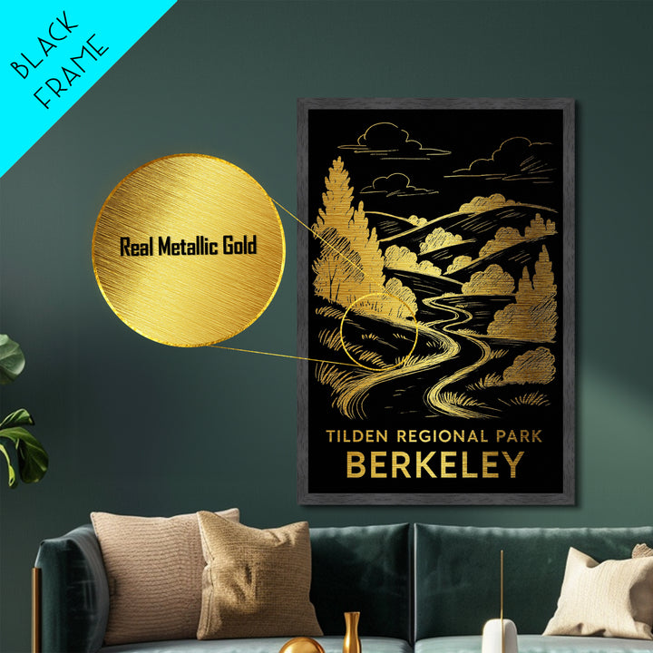 Berkeley California art, Metallic Gold Art, Best Friend Gifts, Metal Art, Wood Framed Art, Birthday Travel Gift, Destination Gift
