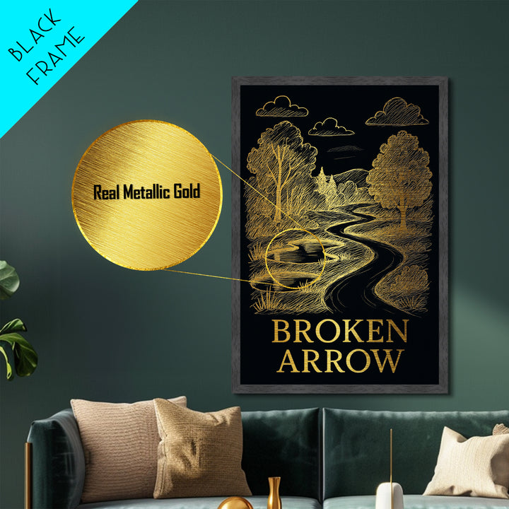 Broken Arrow Oklahoma travel, Metallic Gold Print, Modern House Art, Metal Art, Wood Framed Art, Wanderlust Gift, Travel Art Prints