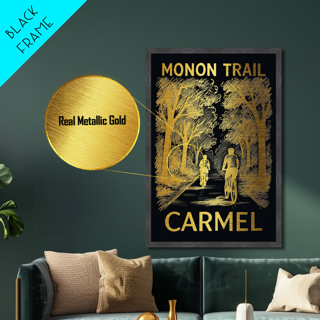 Carmel Indiana art, Metallic Gold Art, Housewarming Gift, Metal Art, Wood Framed Art, Newlywed Travel Gift, Honeymoon Gift