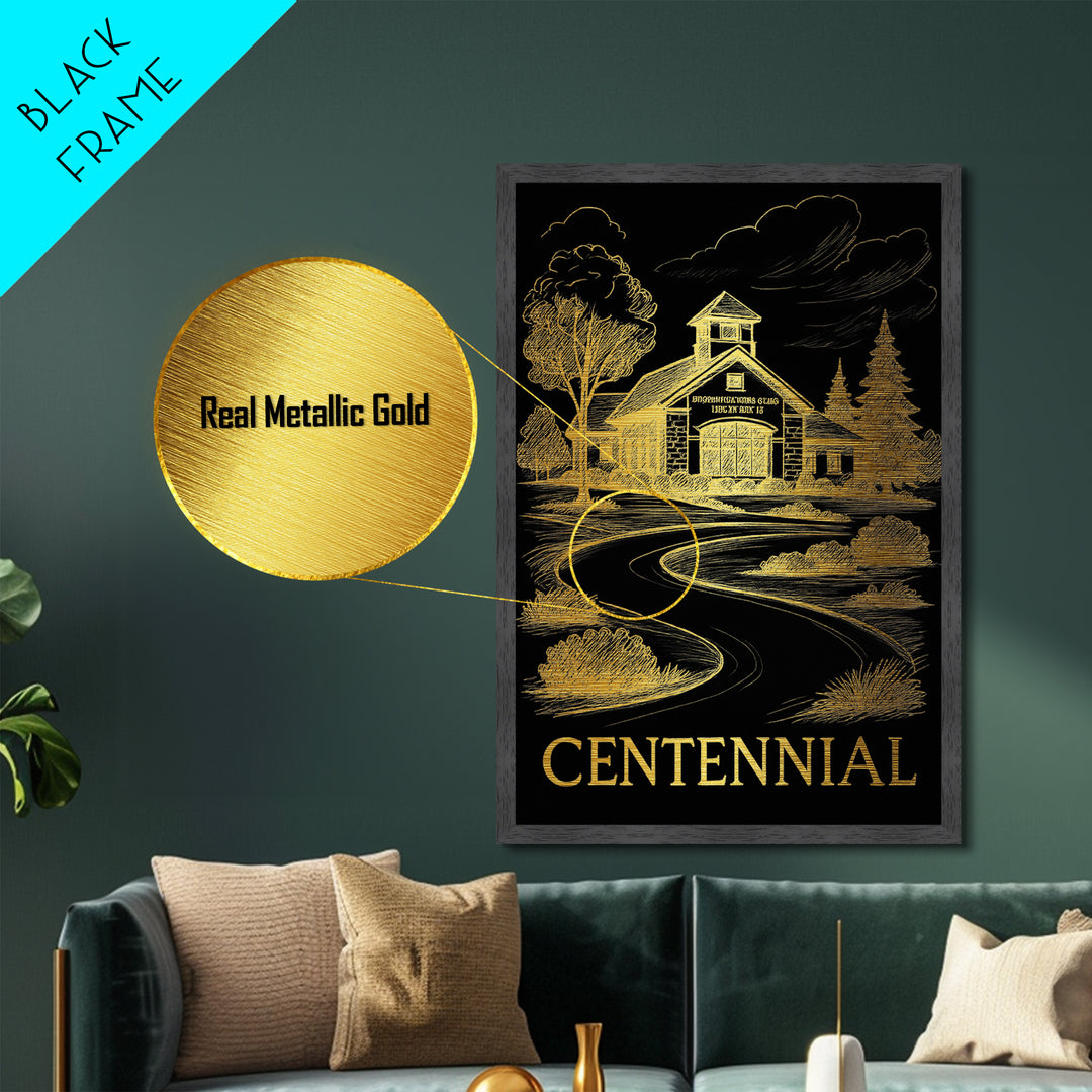 Centennial Colorado art, Metallic Gold Art, Best Friend Gifts, Metal Art, Wood Framed Art, Birthday Travel Gift, Destination Gift