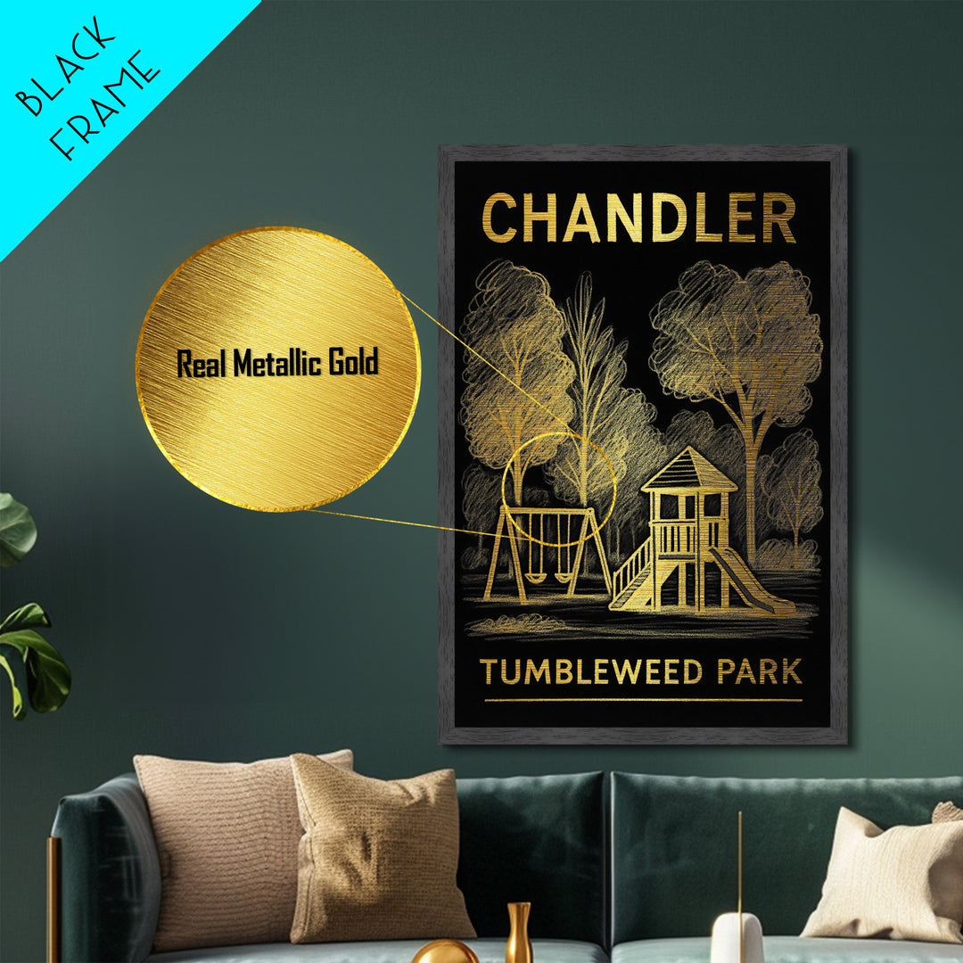 Chandler Arizona travel, Metallic Gold Print, Modern Skyline Wall Print, Metal Art, Wood Framed Art, Adventure Lover Gift, Travel Gift