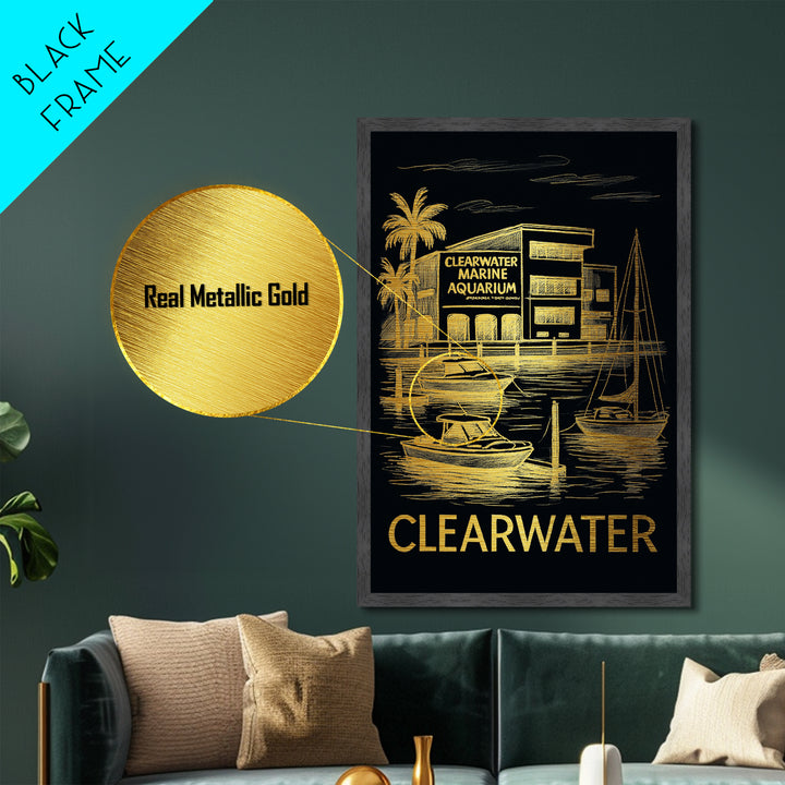 Clearwater Florida art, Metallic Gold Art, Best Friend Gifts, Metal Art, Wood Framed Art, Birthday Travel Gift, Destination Gift