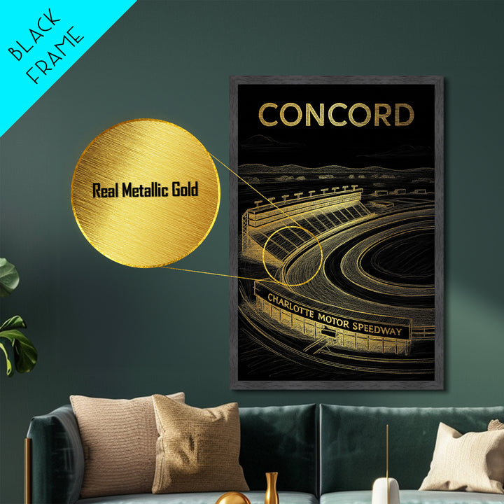Concord California travel, Metallic Gold Print, Closing Gift, Metal Art, Wood Framed Art, Anniversary Travel Gift, Retirement Travel Gift