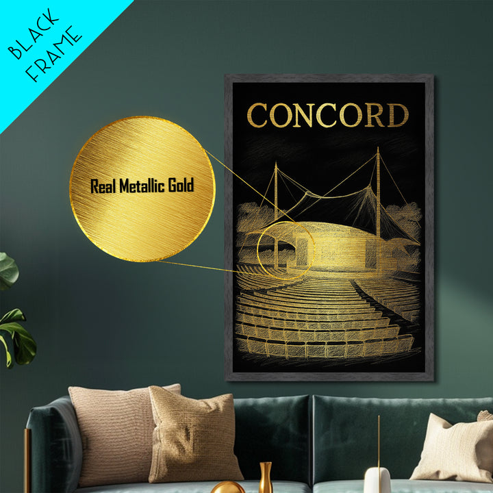 Concord California art, Metallic Gold Art, Office Decor, Metal Art, Wood Framed Art, Graduation Travel Gift, Destination Gift