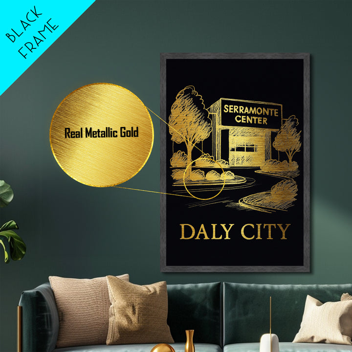 Daly City California art, Metallic Gold Art, Travel Art Prints, Metal Art, Wood Framed Art, Adventure Lover Gift, Traveler Gift