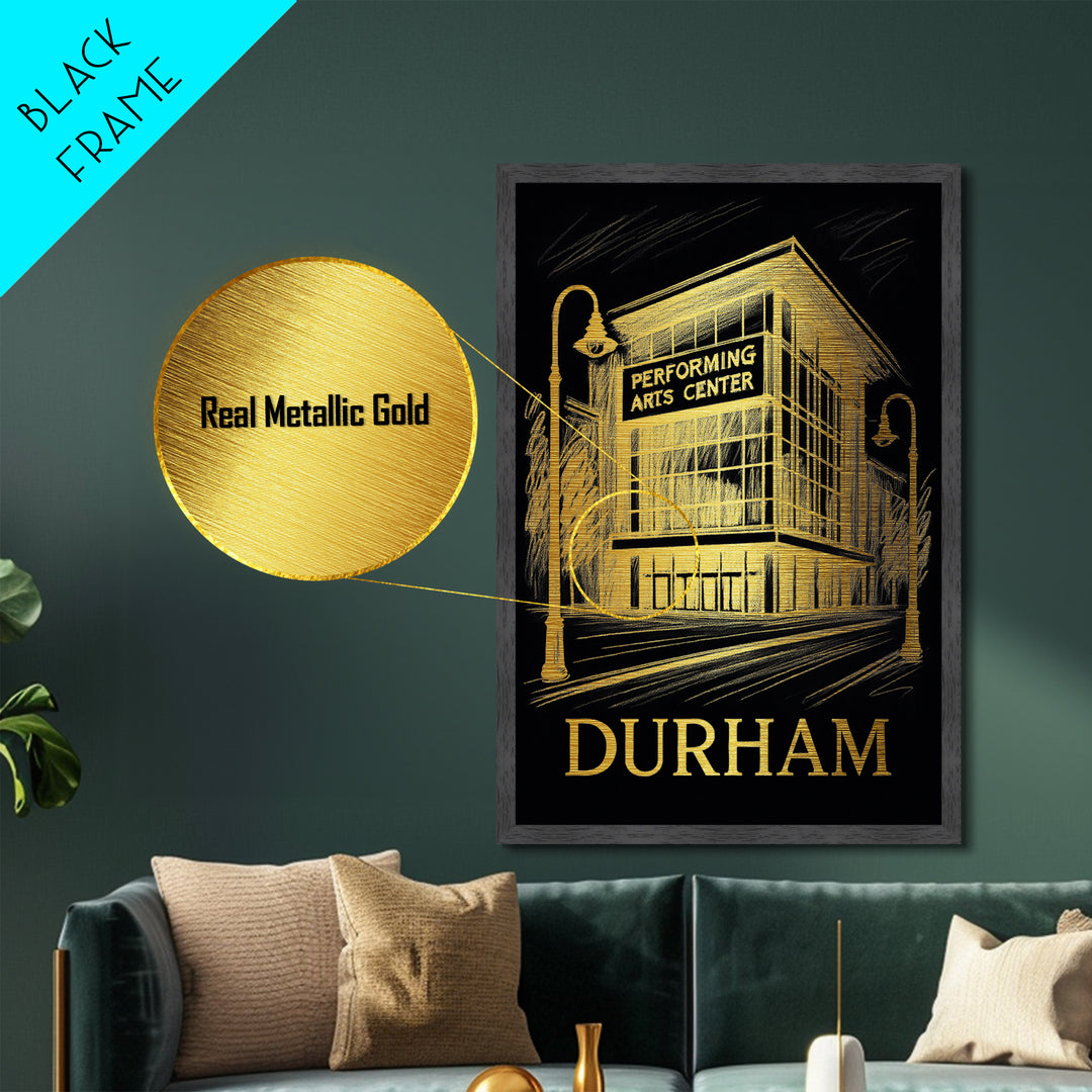 Durham North Carolina art, Metallic Gold Art, Best Friend Gifts, Metal Art, Wood Framed Art, Birthday Travel Gift, Destination Gift