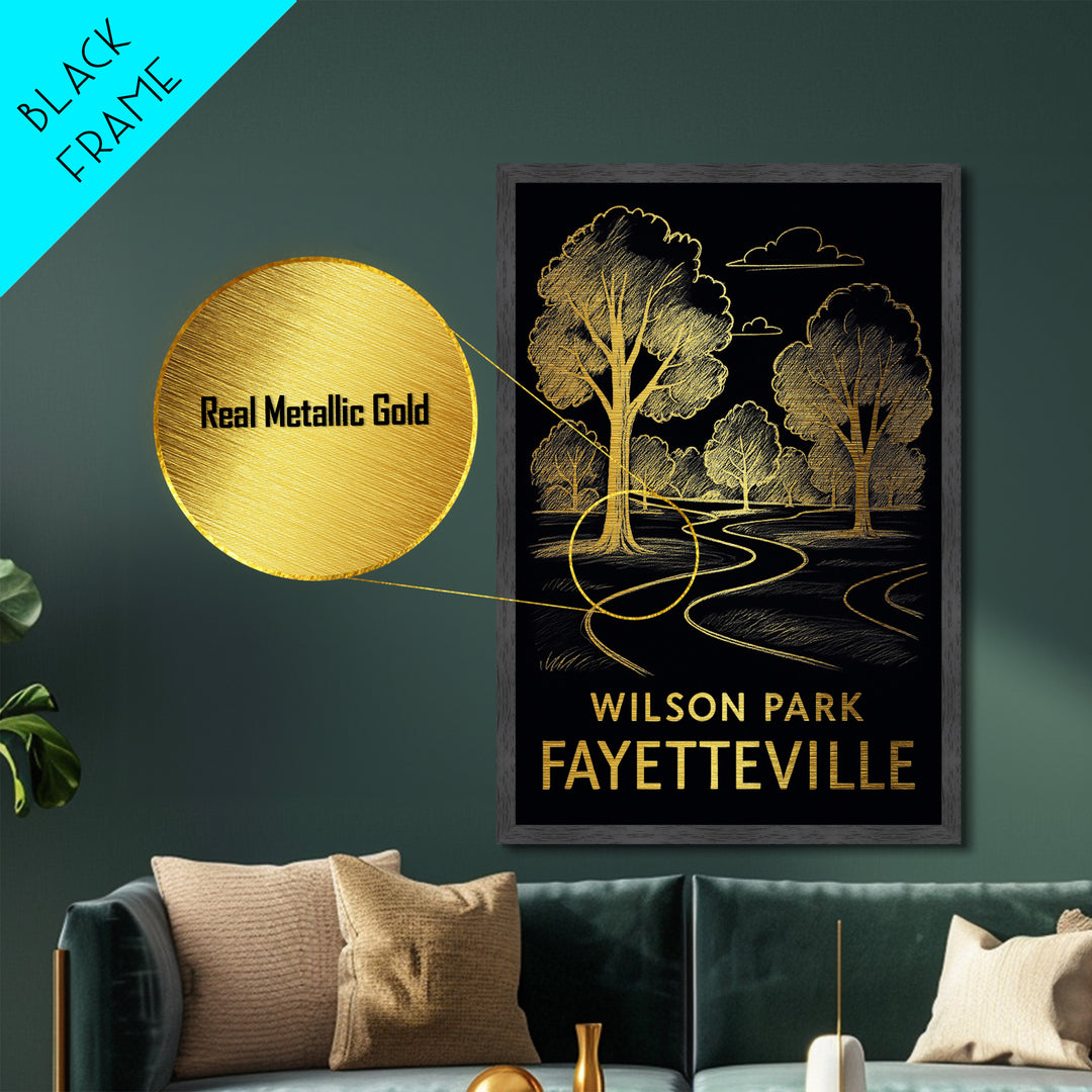 Fayetteville North Carolina art, Metallic Gold Art, Housewarming Gift, Metal Art, Wood Framed Art, Newlywed Travel Gift