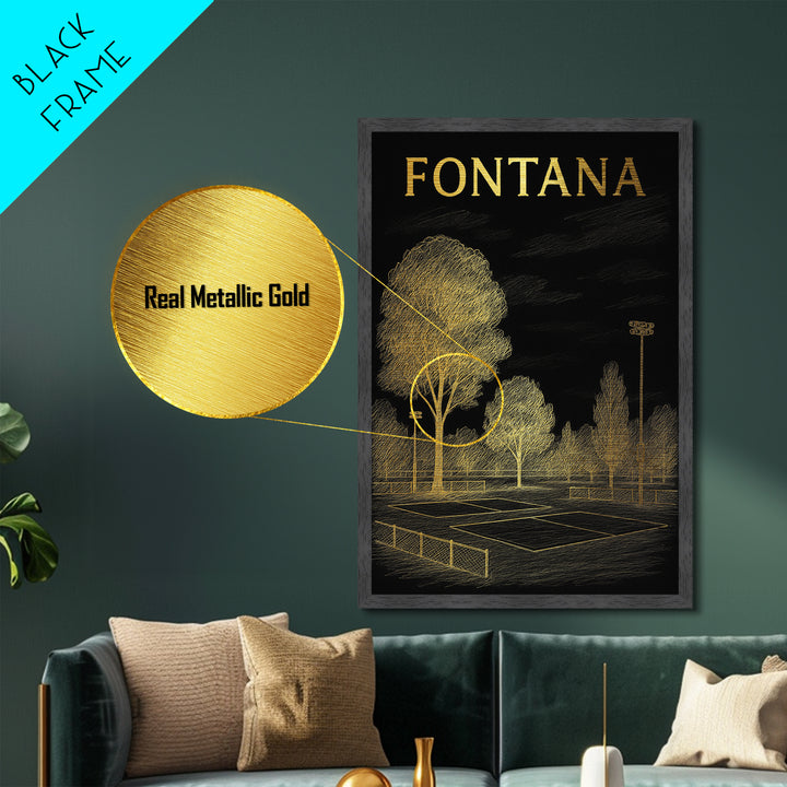 Fontana California travel, Metallic Gold Print, Modern House Art, Metal Art, Wood Framed Art, Wanderlust Gift, Travel Art Prints