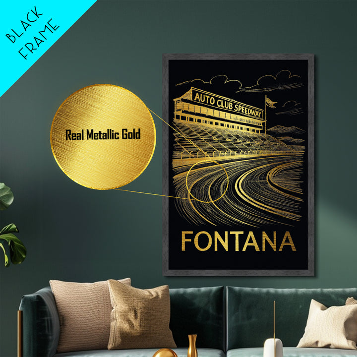 Fontana California art, Metallic Gold Art, Travel Art Prints, Metal Art, Wood Framed Art, Adventure Lover Gift, Traveler Gift