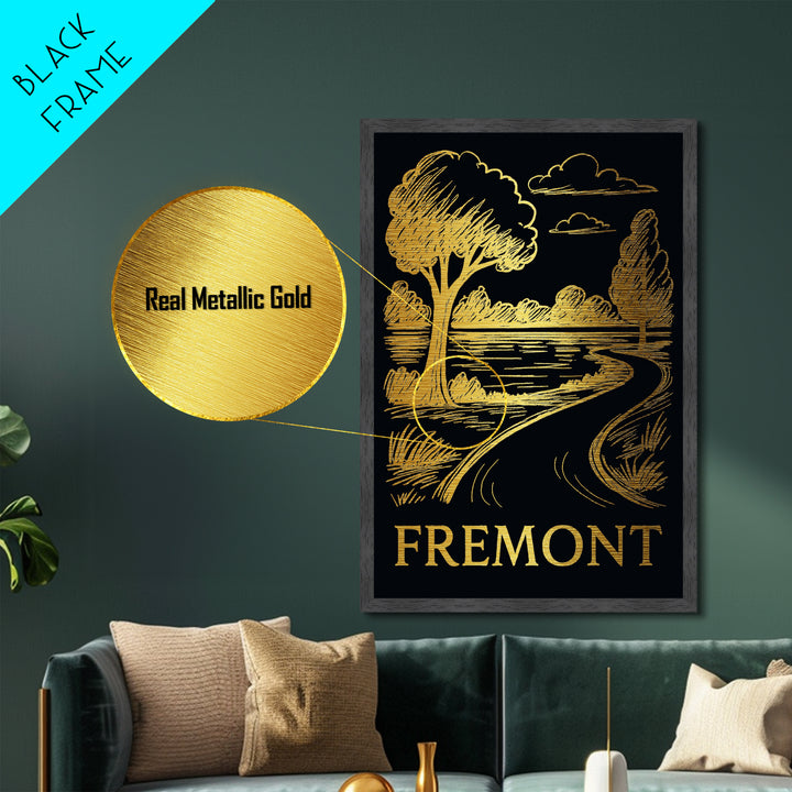 Fremont California art, Metallic Gold Art, Travel Art Prints, Metal Art, Wood Framed Art, Adventure Lover Gift
