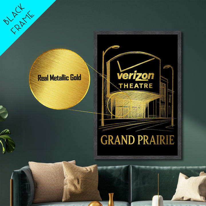 Grand Prairie Texas travel, Metallic Gold Print, Modern Skyline Wall Print, Metal Art, Wood Framed Art, Adventure Lover Gift
