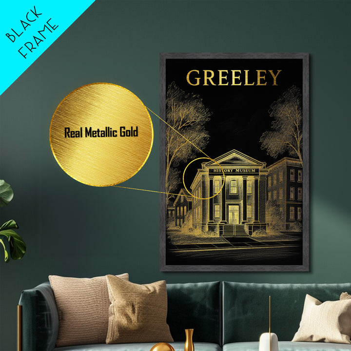Greeley Colorado travel, Metallic Gold Print, Modern House Art, Metal Art, Wood Framed Art, Wanderlust Gift