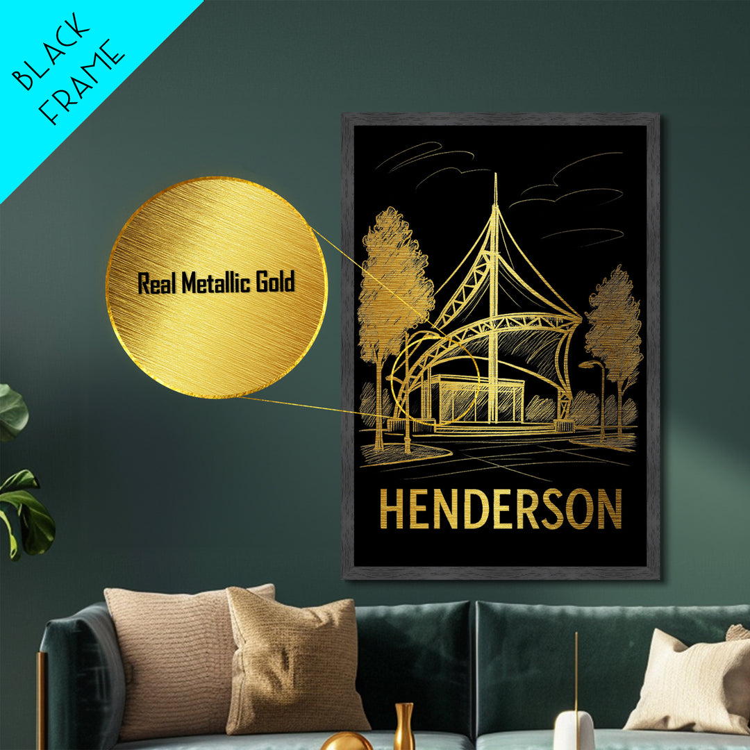 Henderson Nevada art, Metallic Gold Art, Best Friend Gifts, Metal Art, Wood Framed Art, Birthday Travel Gift, Destination Gift