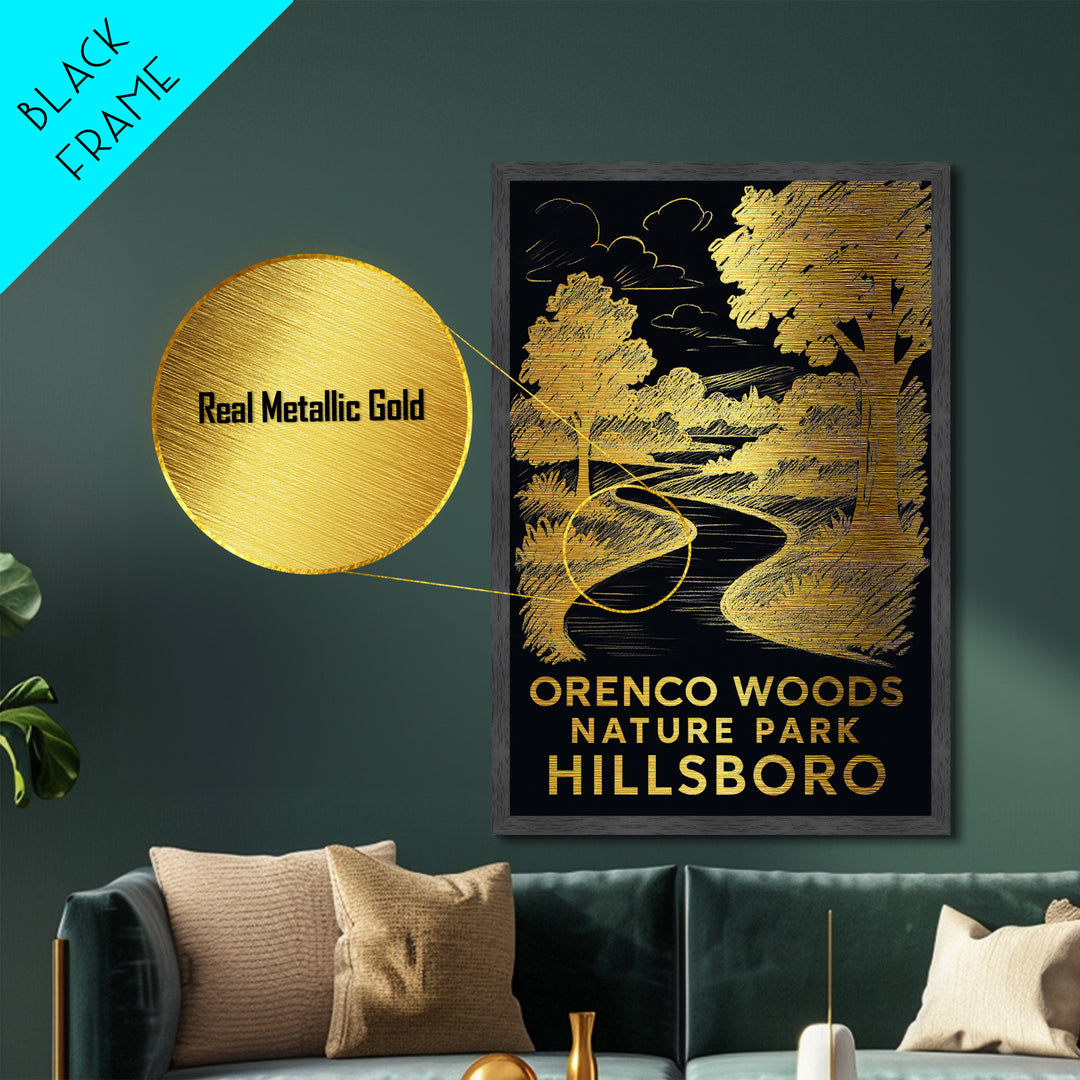 Hillsboro Oregon art, Metallic Gold Art, Modern House Art, Metal Art, Wood Framed Art, Graduation Travel Gift, Travel Gift