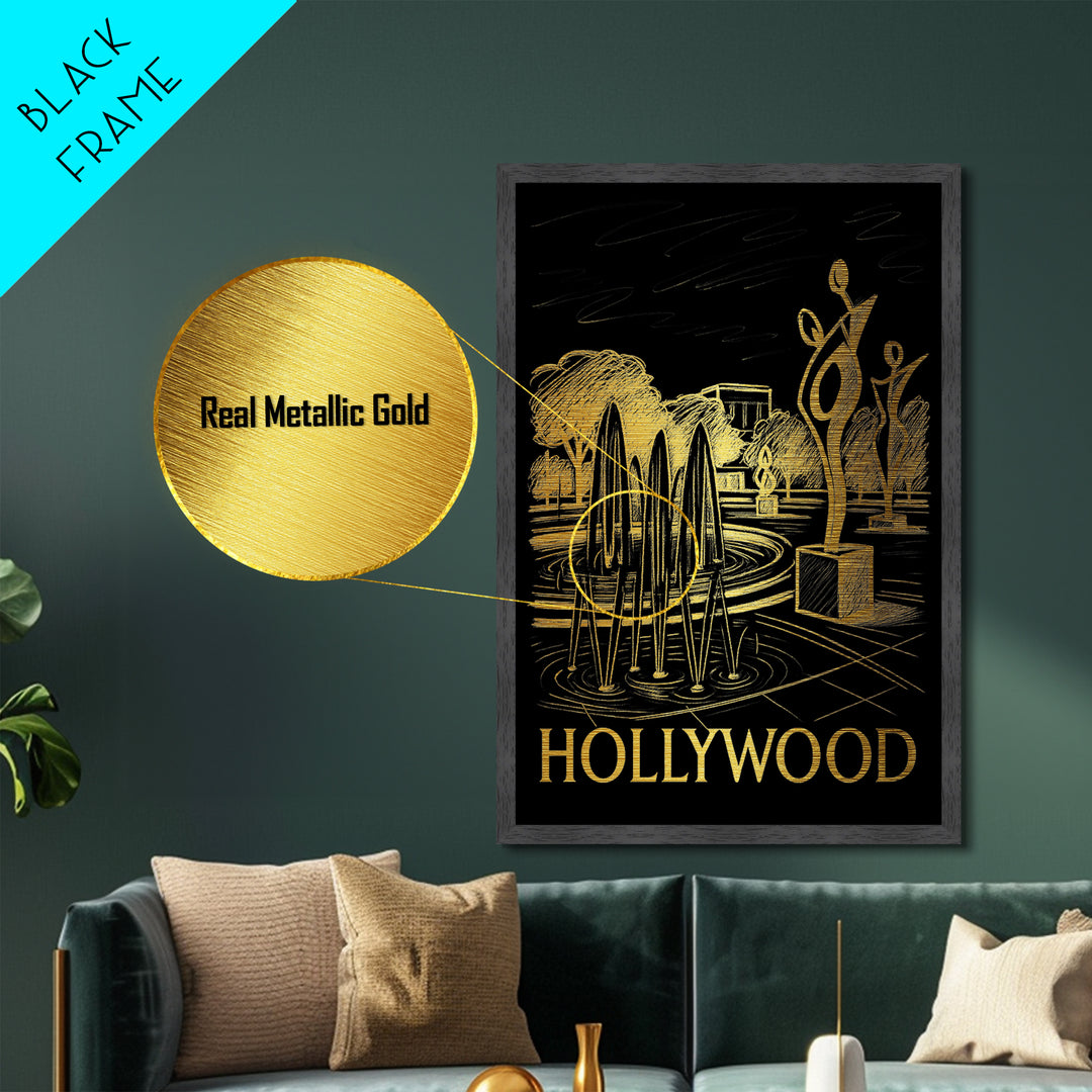 Hollywood Florida art, Metallic Gold Art, Best Friend Gifts, Metal Art, Wood Framed Art, Birthday Travel Gift, Destination Gift