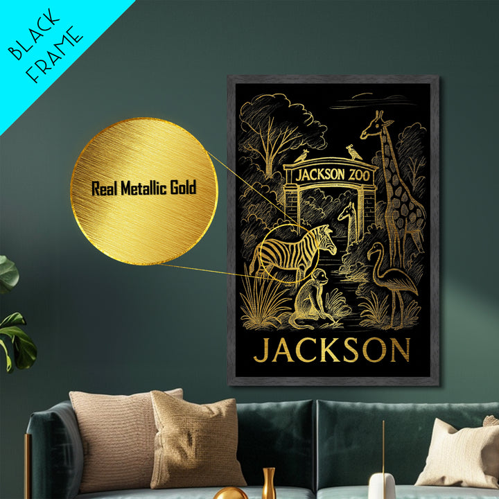 Jackson Mississippi art, Metallic Gold Art, Office Decor, Metal Art, Wood Framed Art, Graduation Travel Gift, Destination Gift