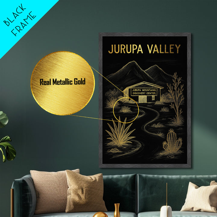 Jurupa Valley California travel, Metallic Gold Print, Modern Skyline Wall Print, Metal Art, Wood Framed Art, Adventure Lover Gift