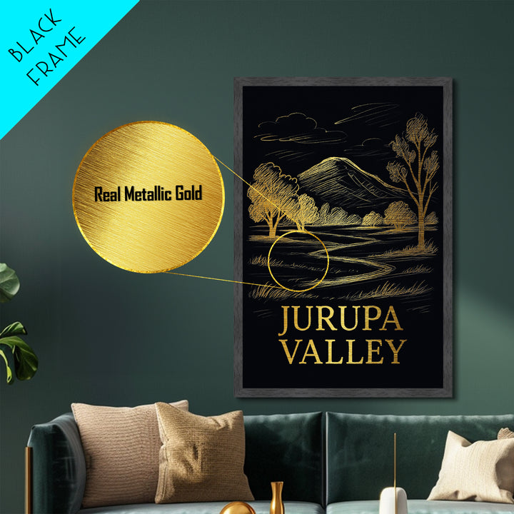 Jurupa Valley California art, Metallic Gold Art, Housewarming Gift, Metal Art, Wood Framed Art, Newlywed Travel Gift, Honeymoon Gift