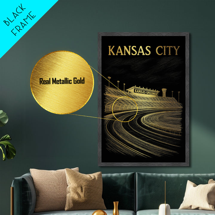 Kansas City Missouri travel, Metallic Gold Print, Closing Gift, Metal Art, Wood Framed Art, Anniversary Travel Gift, Retirement Travel Gift
