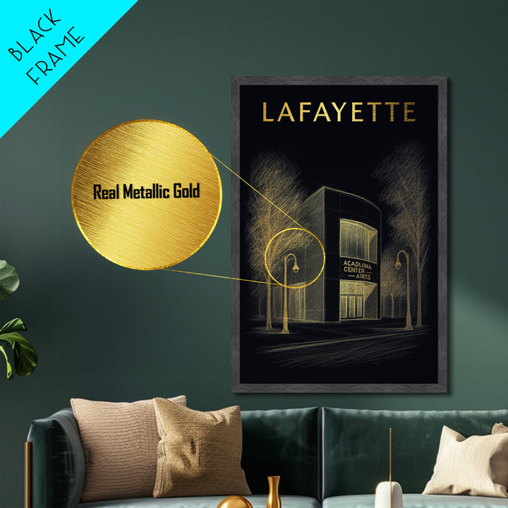 Lafayette Louisiana travel, Metallic Gold Print, Closing Gift, Metal Art, Wood Framed Art, Anniversary Travel Gift, Retirement Travel Gift