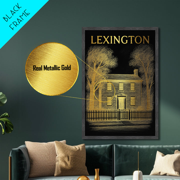 Lexington Kentucky travel, Metallic Gold Print, College Dorm Décor, Metal Art, Wood Framed Art, Graduation Travel Gift, Traveler Gift