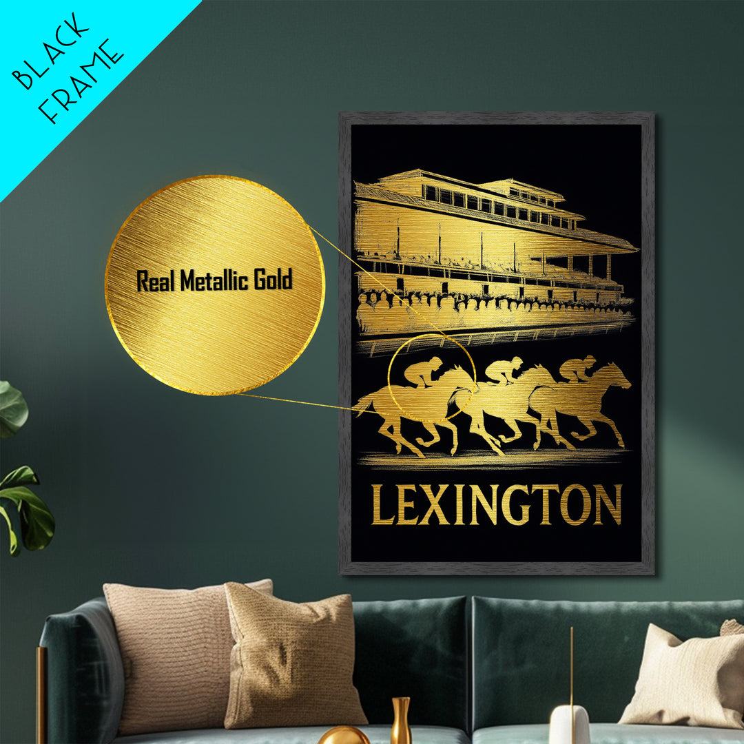 Lexington Kentucky art, Metallic Gold Art, Best Friend Gifts, Metal Art, Wood Framed Art, Birthday Travel Gift, Destination Gift