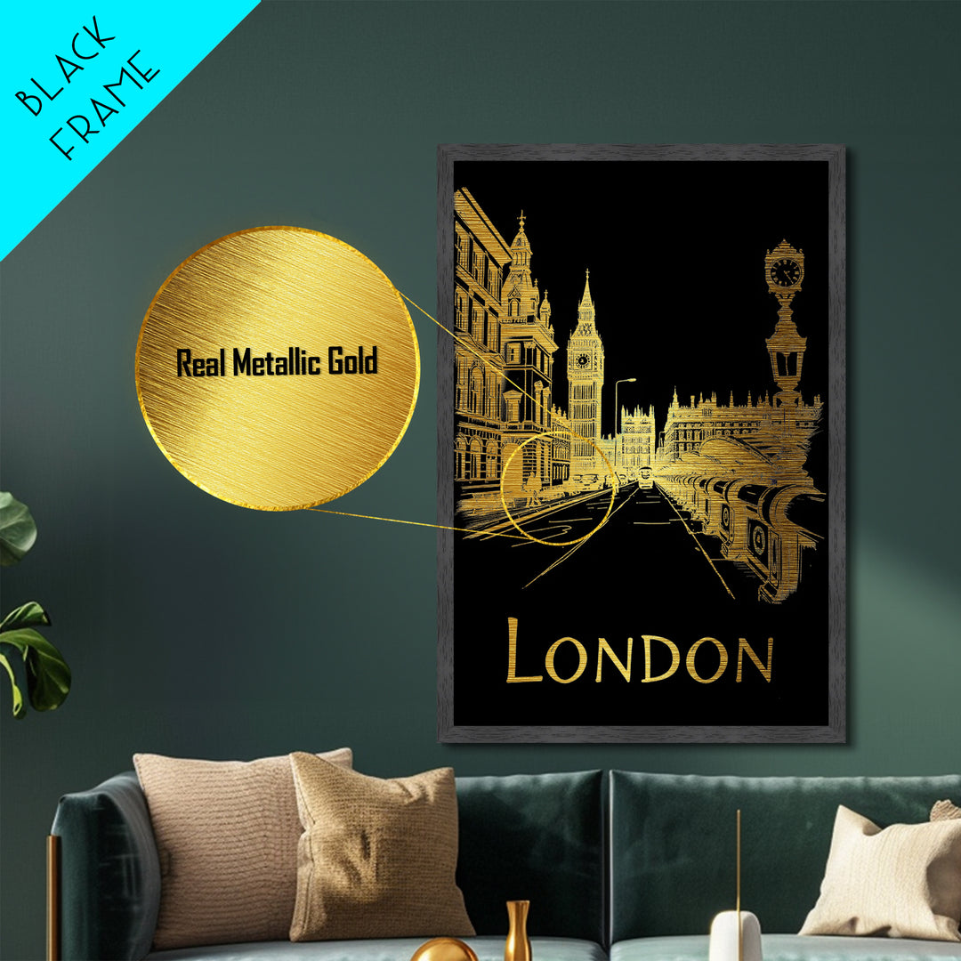 London art, Metallic Gold Art, Travel Art Prints, Metal Art, Wood Framed Art, Best Friend Gifts, Adventure Lover Gift