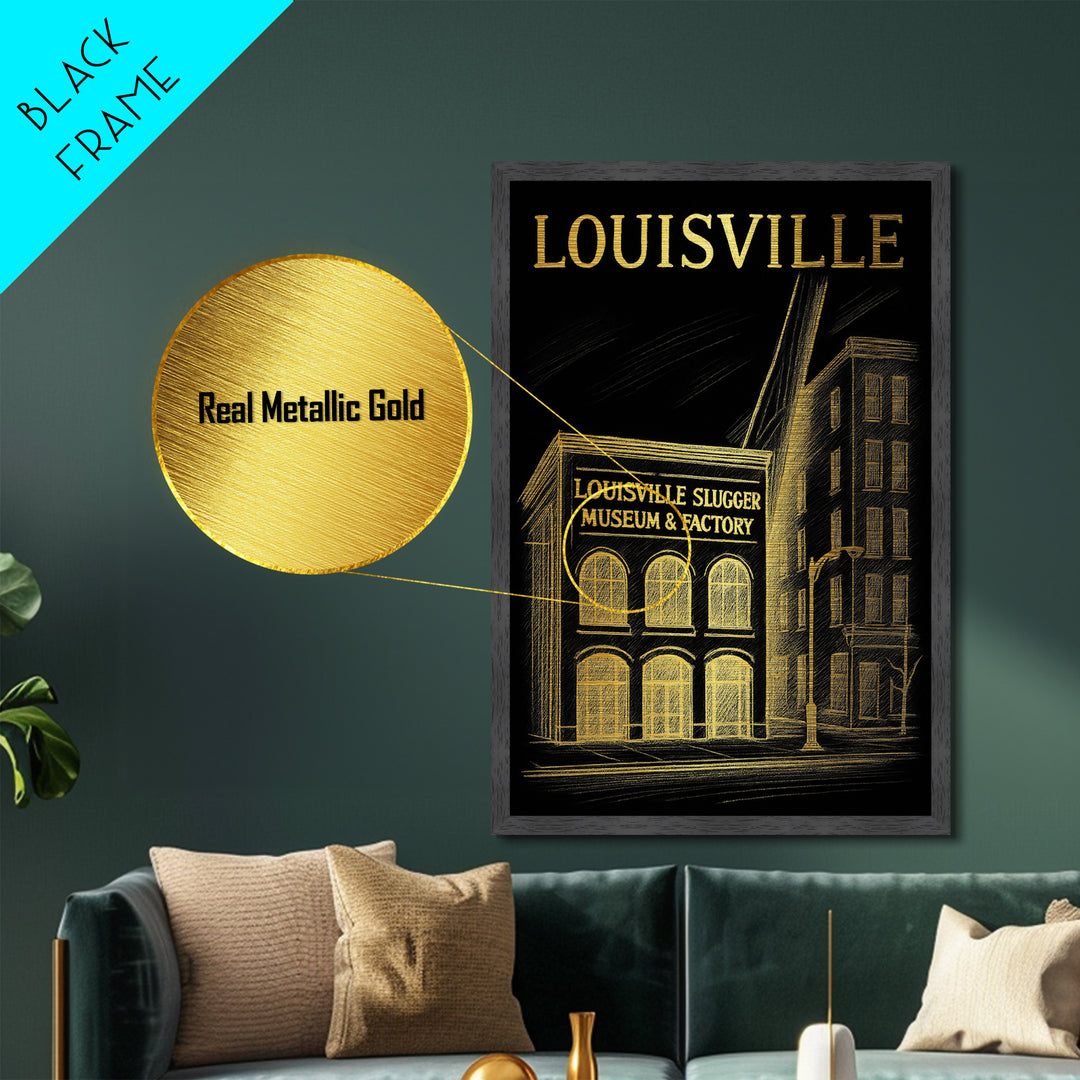 Louisville Kentucky art, Metallic Gold Art, Travel Art Prints, Metal Art, Wood Framed Art, Adventure Lover Gift
