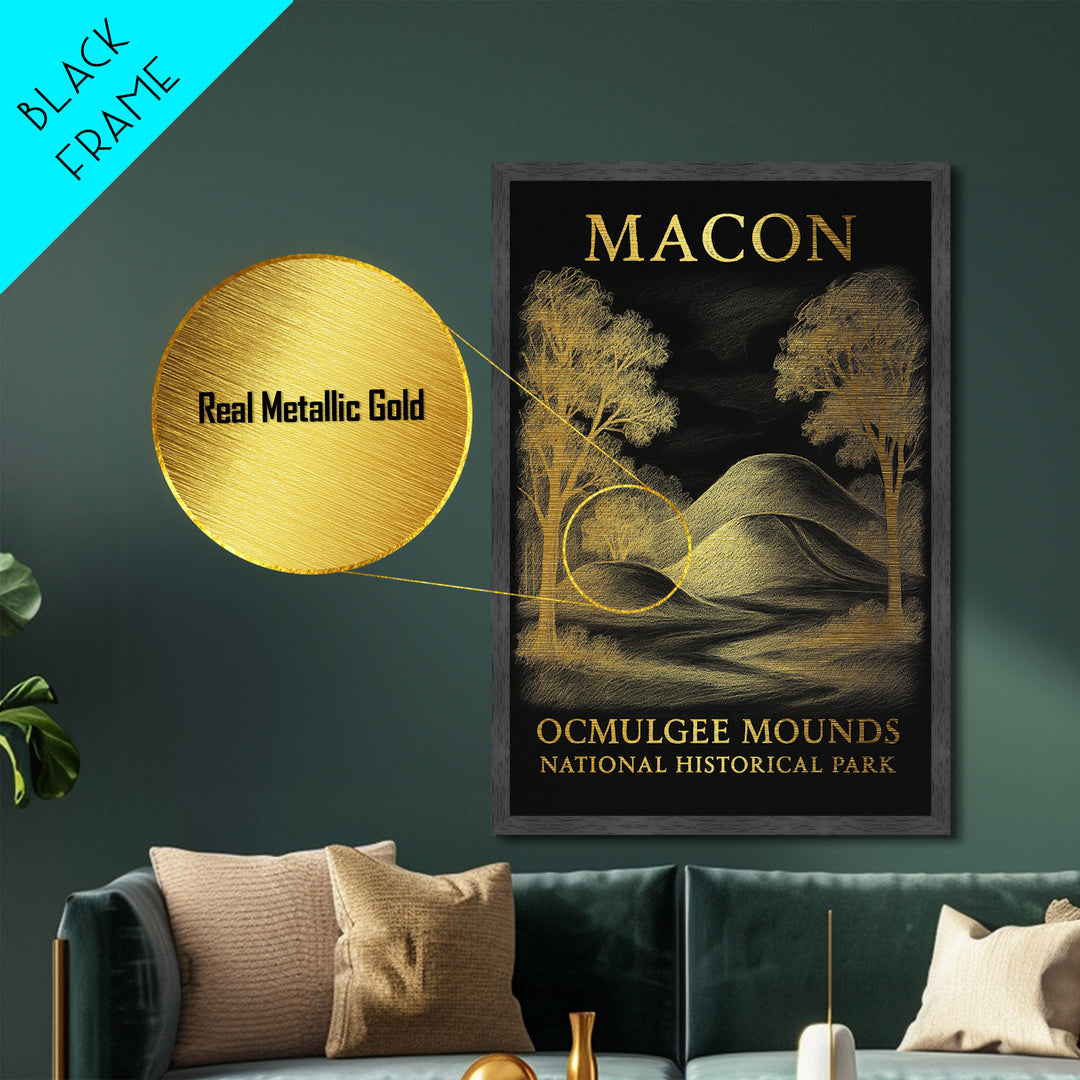 Macon Georgia art, Metallic Gold Art, Closing Gift, Metal Art, Wood Framed Art, Anniversary Travel Gift