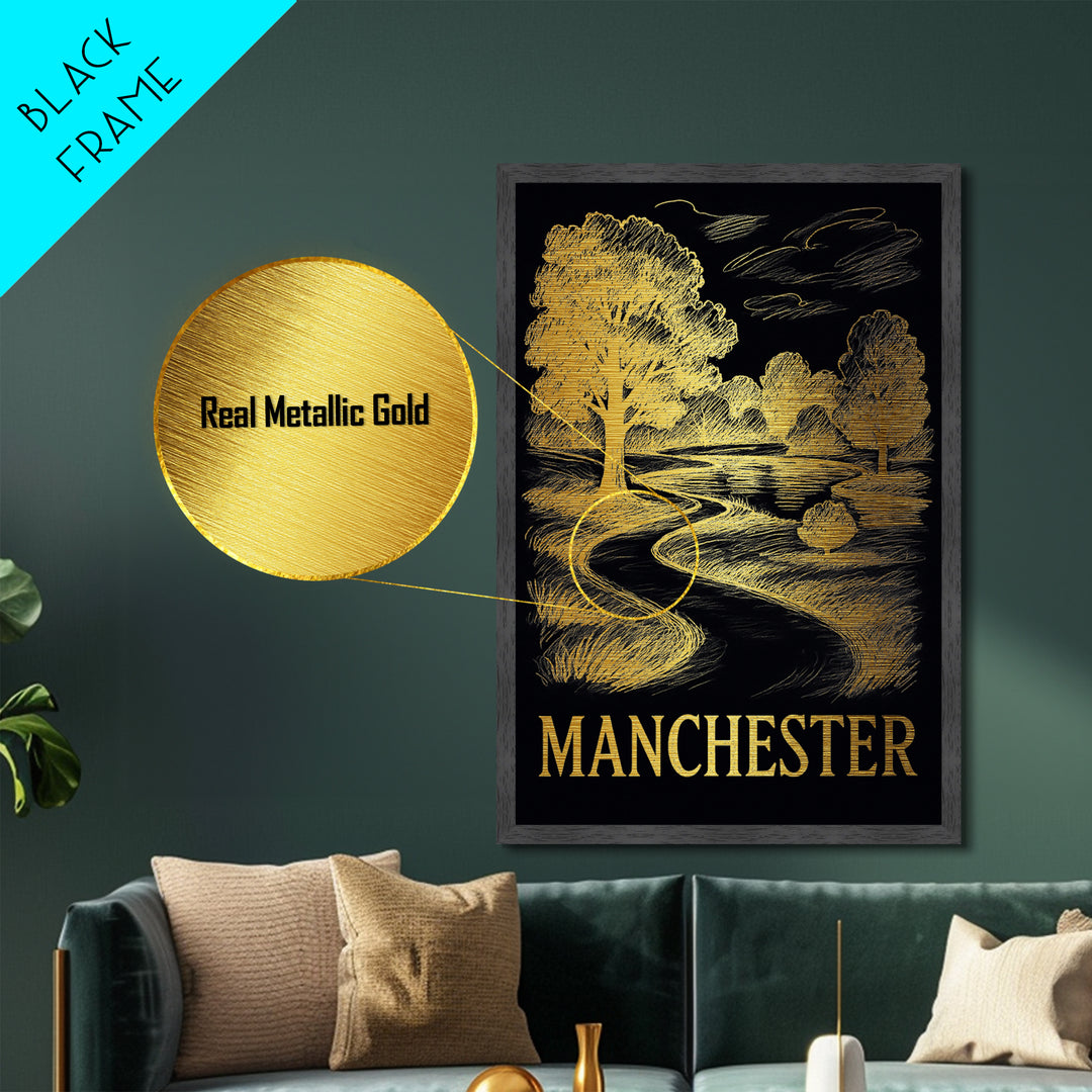 Manchester New Hampshire art, Metallic Gold Art, Modern House Art, Metal Art, Wood Framed Art, Graduation Travel Gift