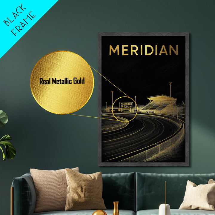 Meridian Idaho travel, Metallic Gold Print, Modern House Art, Metal Art, Wood Framed Art, Traveler Gift