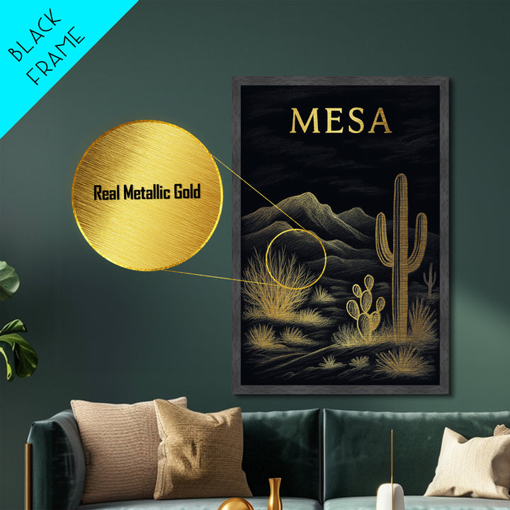 Mesa Arizona travel, Metallic Gold Print, College Dorm Décor, Metal Art, Wood Framed Art, Graduation Travel Gift