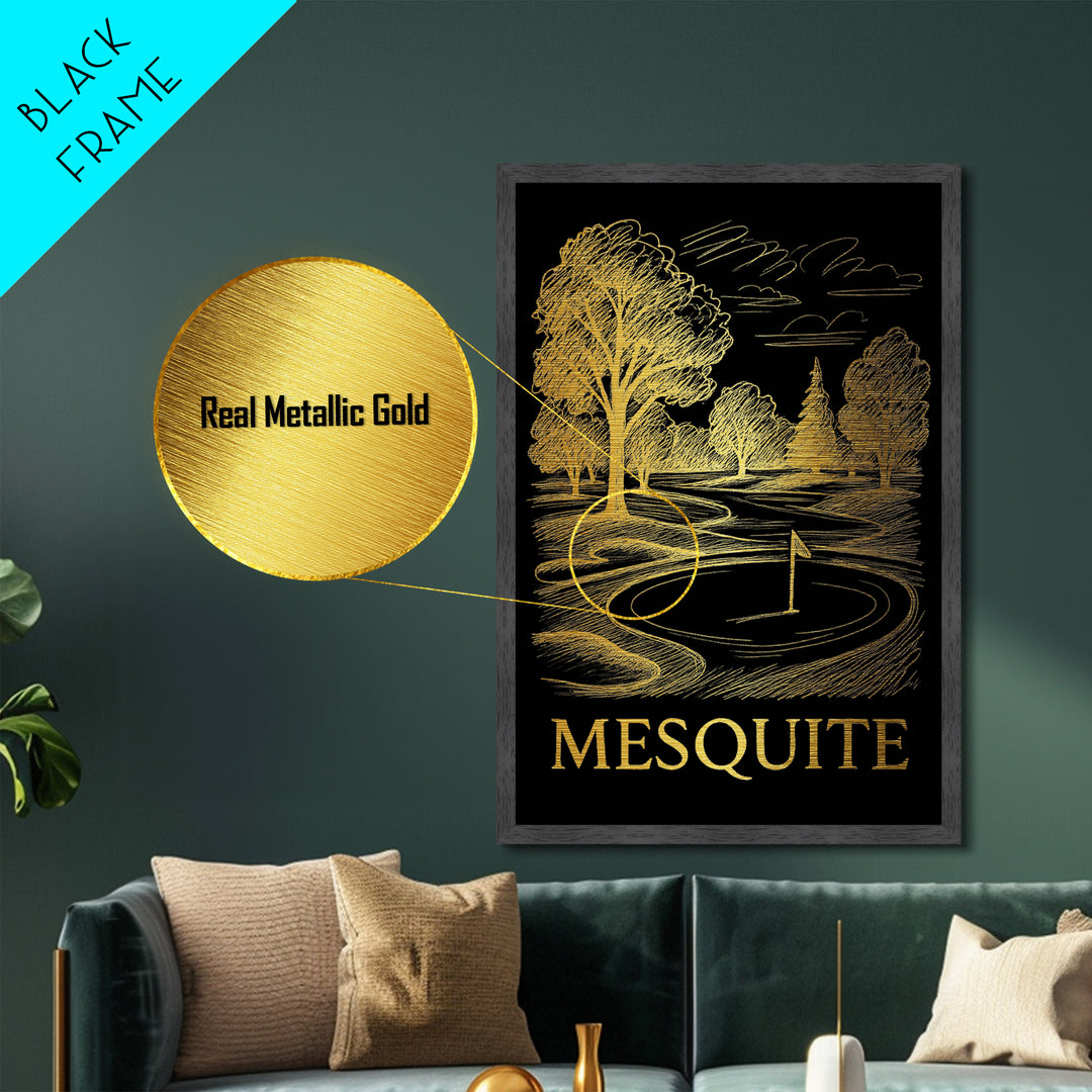 Mesquite Texas art, Metallic Gold Art, Housewarming Gift, Metal Art, Wood Framed Art, Newlywed Travel Gift