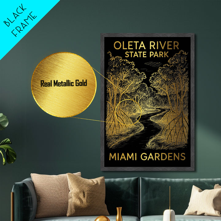 Miami Gardens Florida art, Metallic Gold Art, Travel Art Prints, Metal Art, Wood Framed Art, Adventure Lover Gift