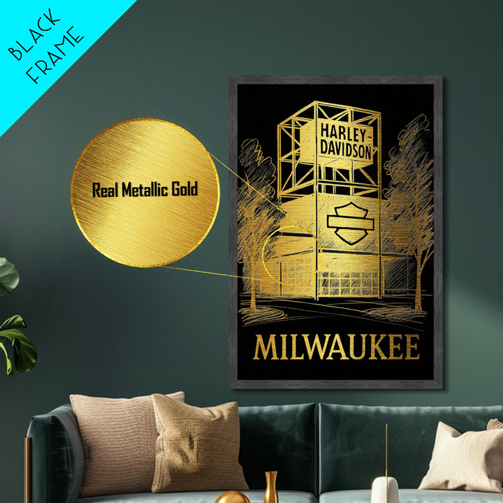 Milwaukee Wisconsin art, Metallic Gold Art, Best Friend Gifts, Metal Art, Wood Framed Art, Birthday Travel Gift
