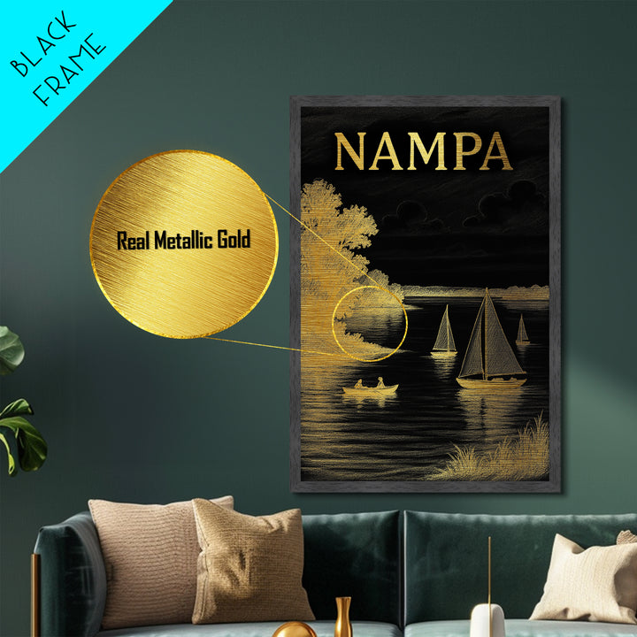 Nampa Idaho travel, Metallic Gold Print, Modern House Art, Metal Art, Wood Framed Art, Traveler Gift, Destination Gift