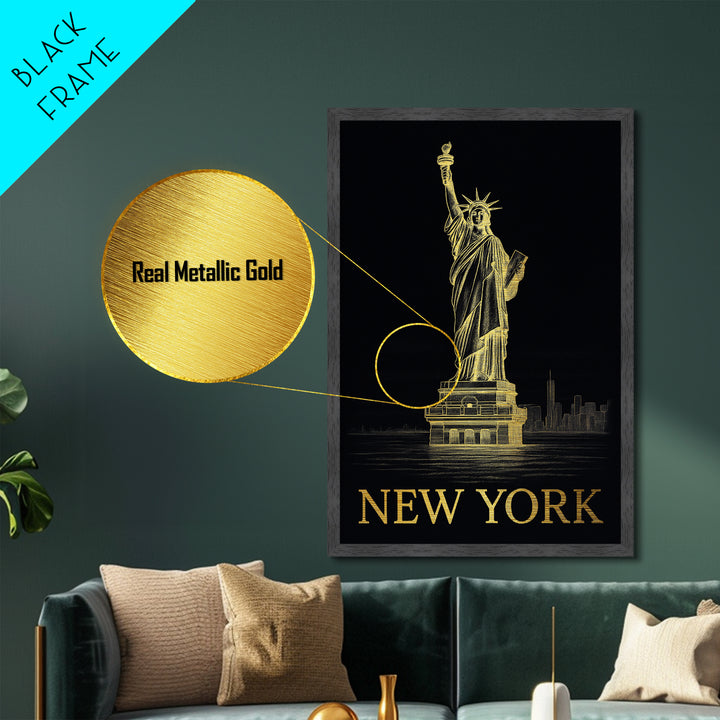 New York New York travel, Metallic Gold Print, College Dorm Décor, Metal Art, Wood Framed Art, Graduation Travel Gift, Traveler Gift