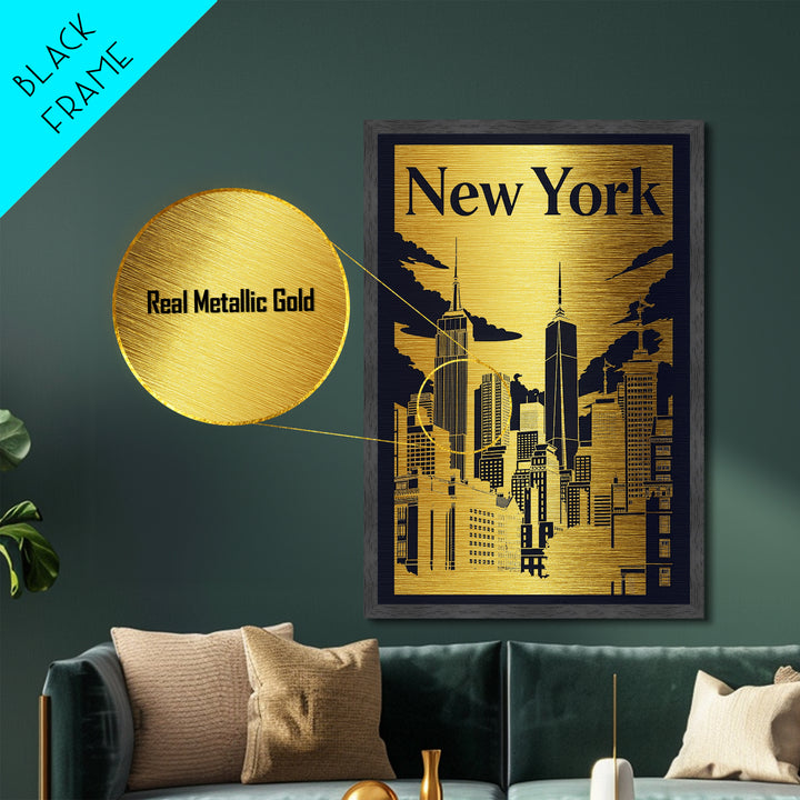 New York New York travel, Metallic Gold Print, Closing Gift, Metal Art, Wood Framed Art, Anniversary Travel Gift, Retirement Travel Gift